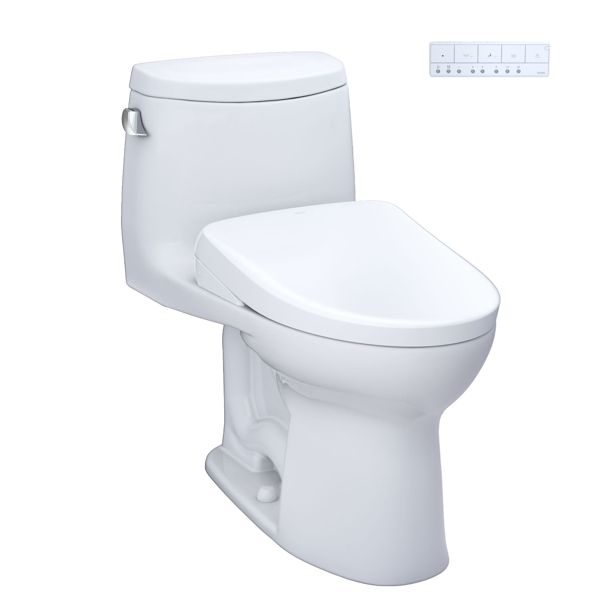 TOTO WASHLET+ UltraMax II One-Piece Elongated 1.28 GPF Toilet with Auto Flush WASHLET+ S7 Contemporary Bidet Seat, Cotton White, Vitreous China|Plastic, MW6044726CEFGA#01