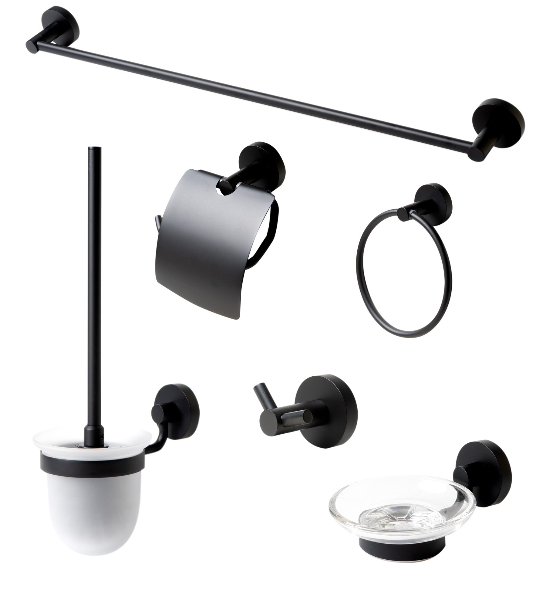 ALFI brand Brass, AB9513-BM Black Matte 6 Piece Bath Accessory Set