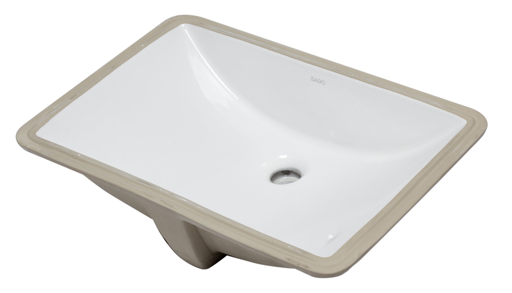 Alternate Image for Eago 22" x 15" Rectangle Under Mount Porcelain Bathroom Sink, White, No Faucet Hole, BC227