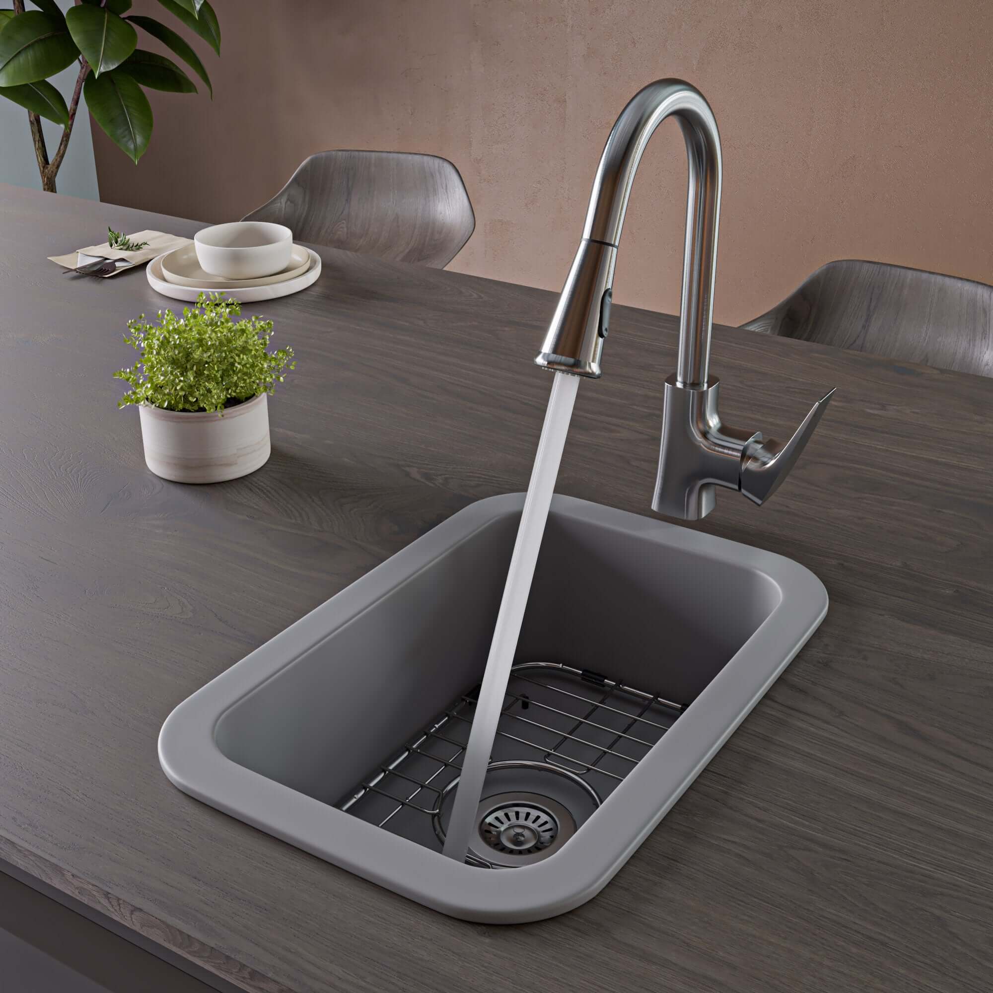 ALFI brand 19 rectangle fireclay bar/prep sink gray matte product image