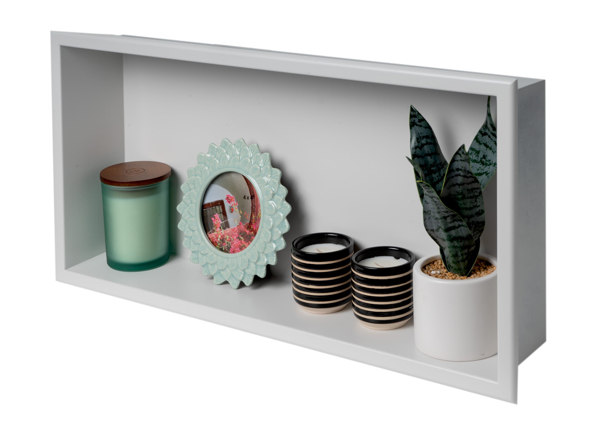 Alternate Image for ALFI brand ABNC2412-W 24 x 12 White Matte Stainless Steel Horizontal Single Shelf Bath Shower Niche, 20 Gauge