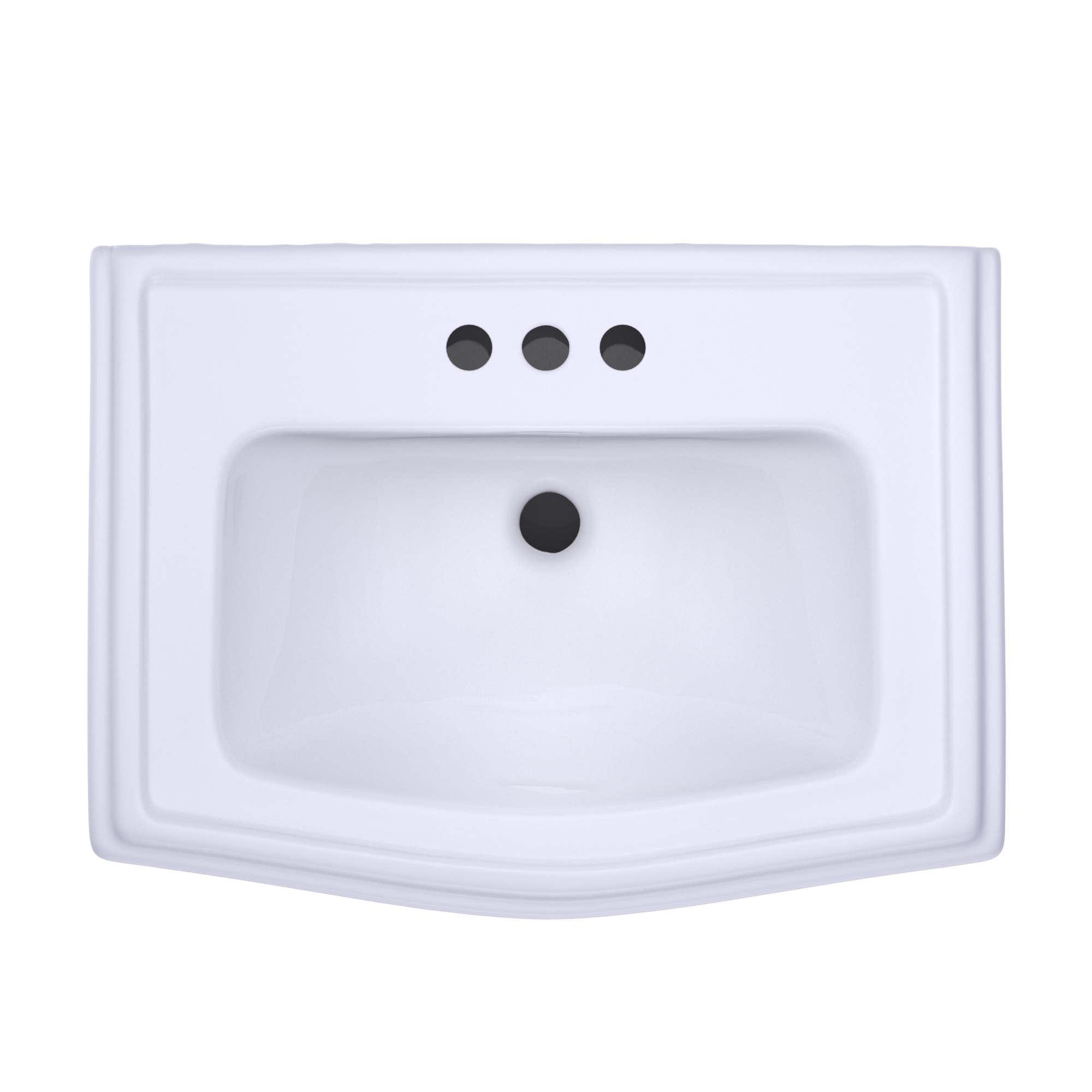 Alternate Image for TOTO Clayton Rectangular Pedestal Bathroom Sink for 4 Inch Center Faucets, Cotton White, Vitreous China, LPT780.4#01