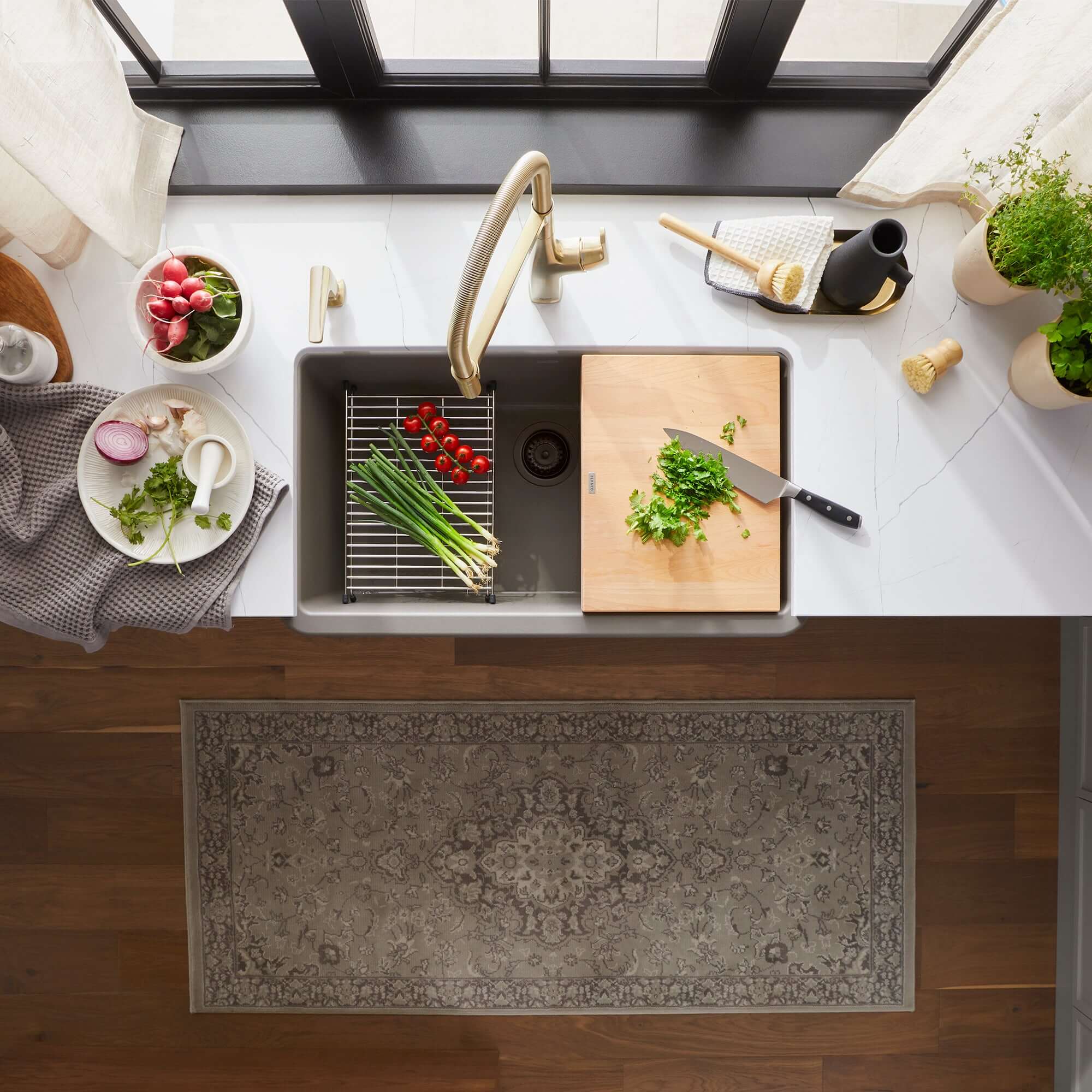 Alternate Image for Blanco Ikon 30" Silgranit Farmhouse Sink, Volcano Gray, No Faucet Hole, 443113