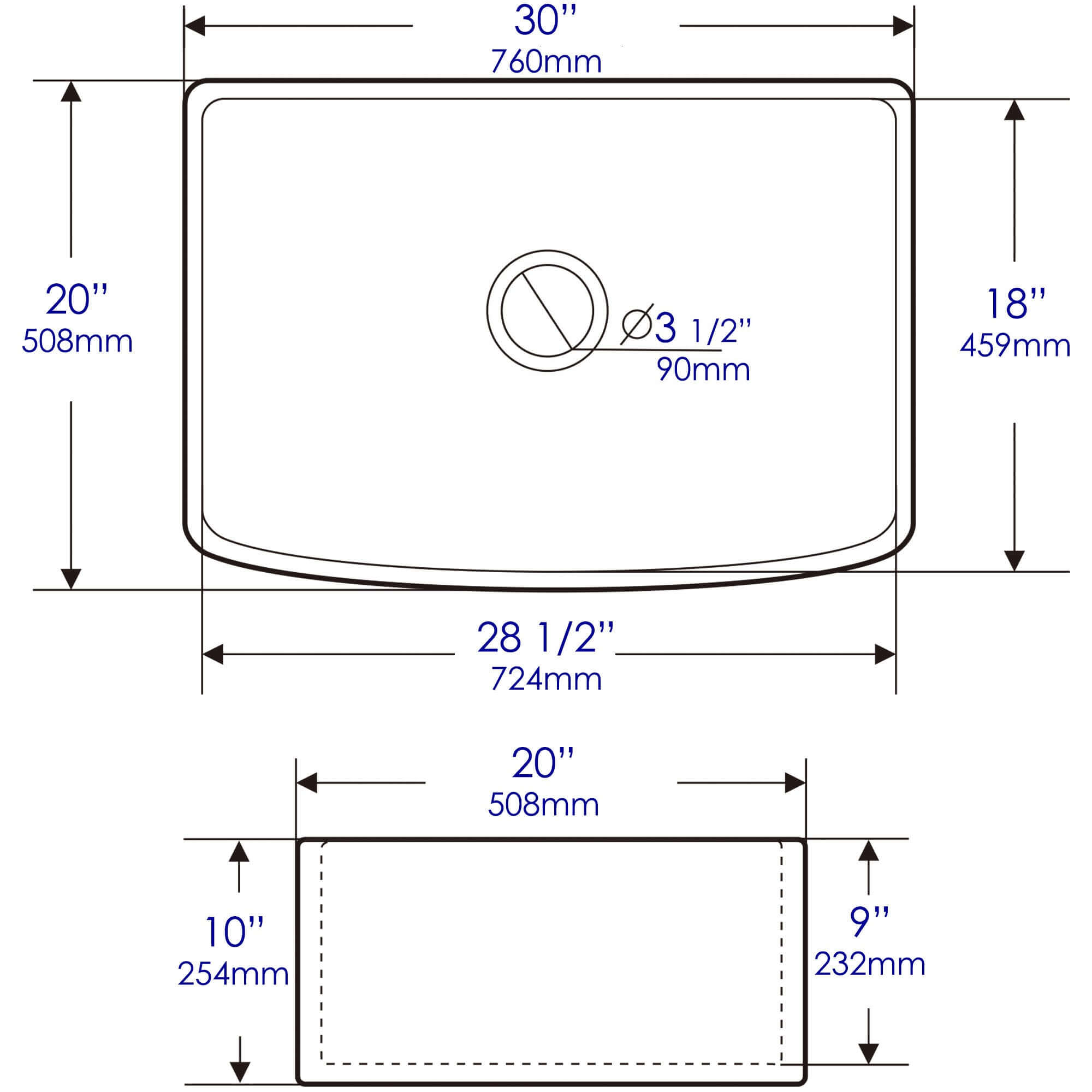 Alternate Image for ALFI brand 30" Fireclay Farmhouse Sink with Accessories, White, ABFC3020-W