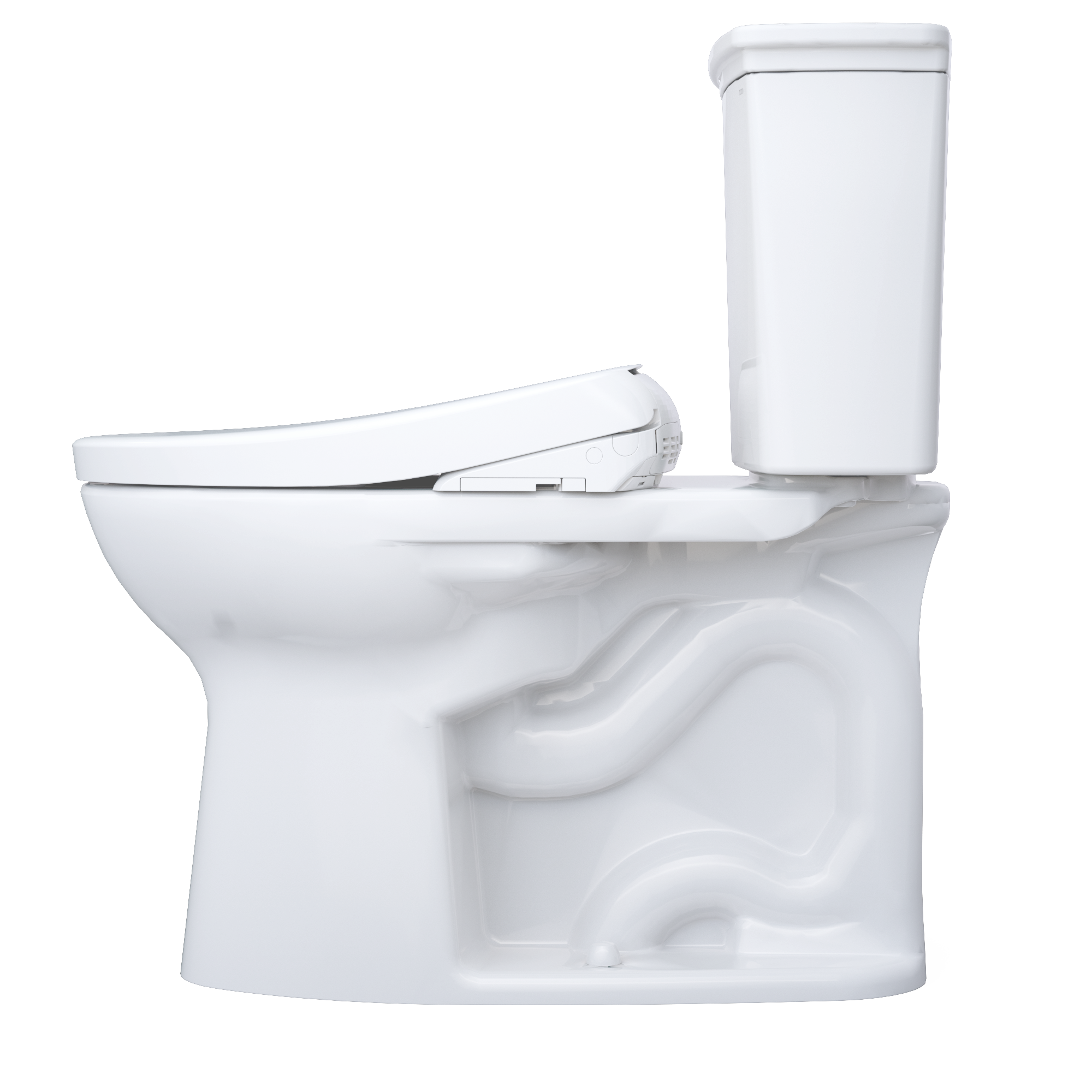 Alternate Image for TOTO Drake Transitional WASHLET+ Two-Piece Elongated 1.28 GPF TORNADO FLUSH Toilet and S7A Contemporary Bidet Seat with Auto Flush, Cotton White, Vitreous China|Plastic, MW7864736CEGA#01
