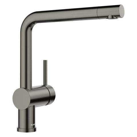 Blanco Linus Low Arc Pull-Out Dual-Spray Kitchen Faucet, Satin Dark Steel, 1.5 GPM, Brass, 443269
