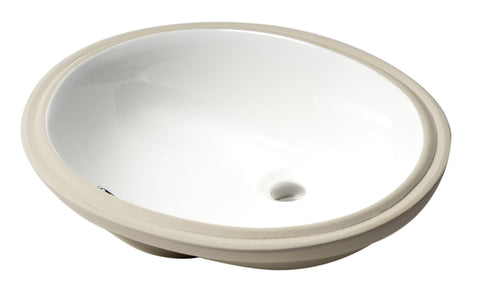 ALFI brand 22.5" x 16.75" Oval Under Mount Porcelain Bathroom Sink, White, No Faucet Hole, ABC602