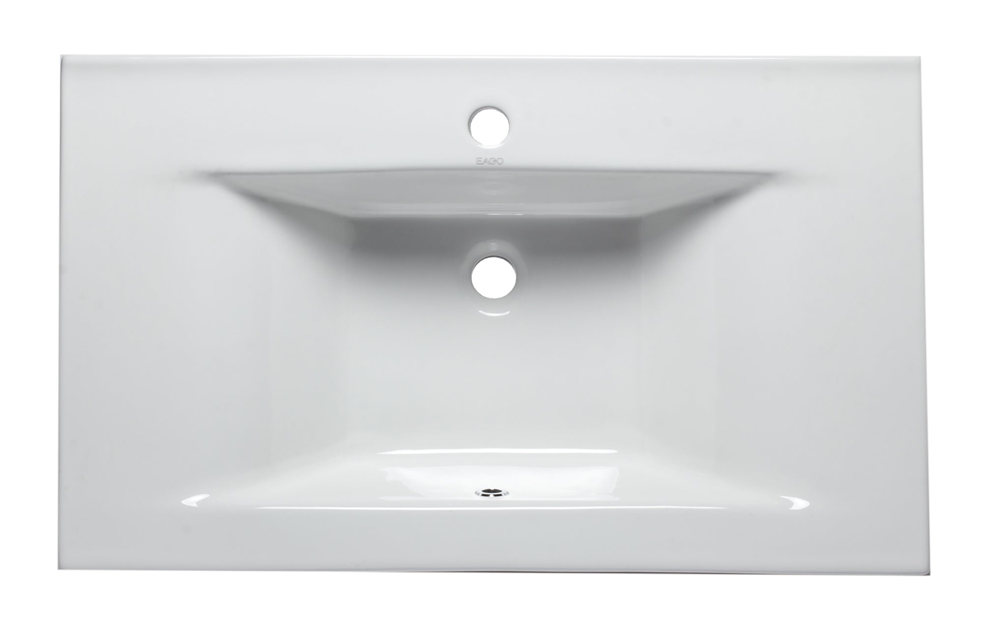 Alternate Image for Eago 31.5" x 18.88" Rectangle Drop In Porcelain Bathroom Sink, White, 1 Faucet Hole, BB127