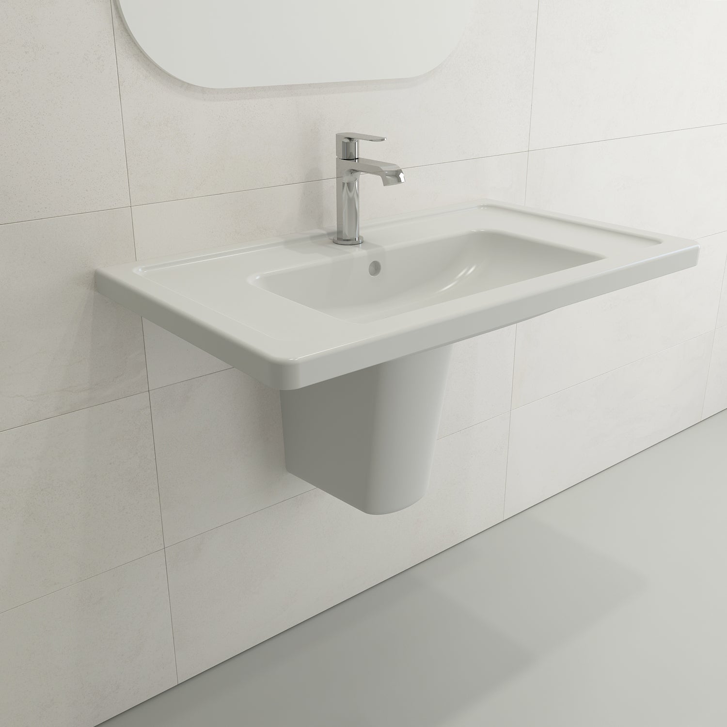 BOCCHI Taormina Trap Cover Fireclay 27.25 in. in Matte White, 1003-002-0338