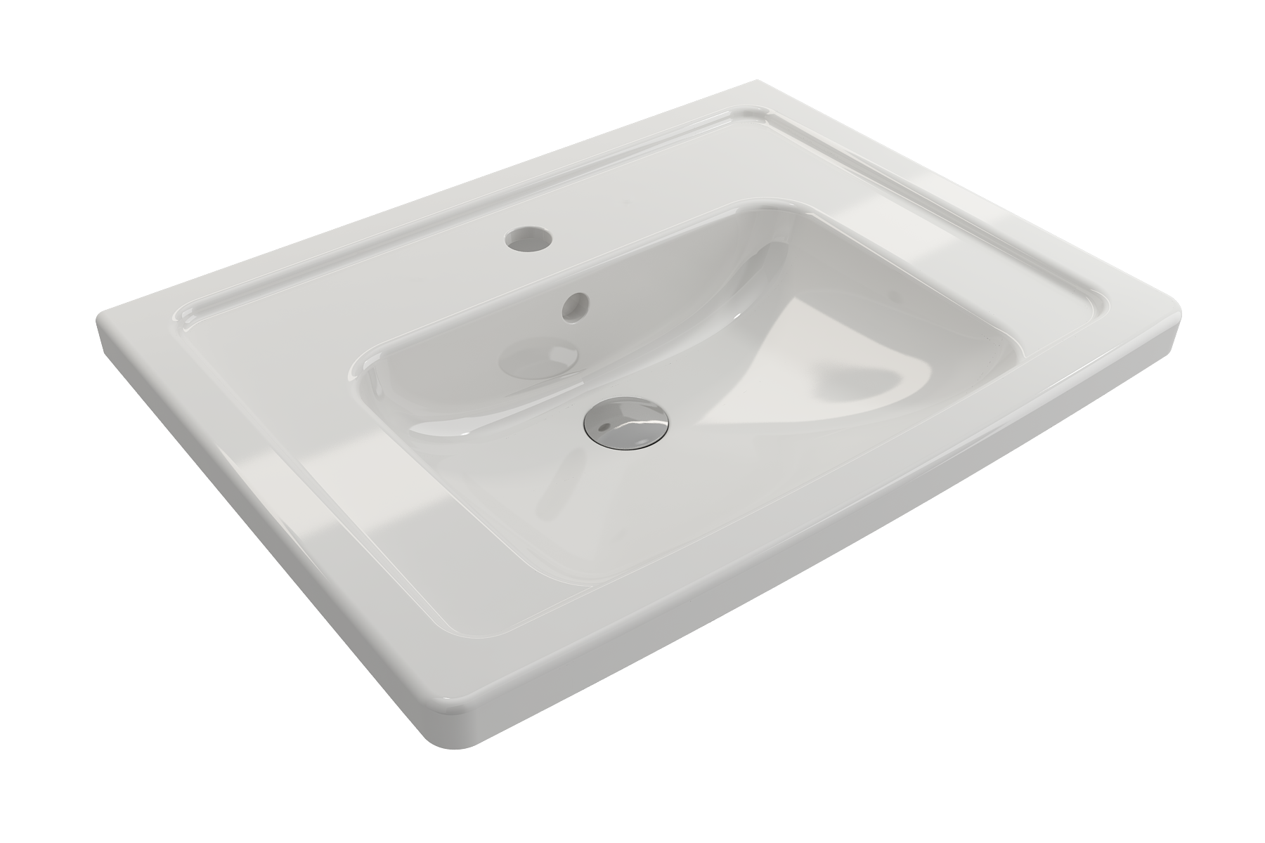 BOCCHI Taormina 26" Rectangle Wallmount Fireclay Bathroom Sink, White, Single Faucet Hole, 1007-001-0126