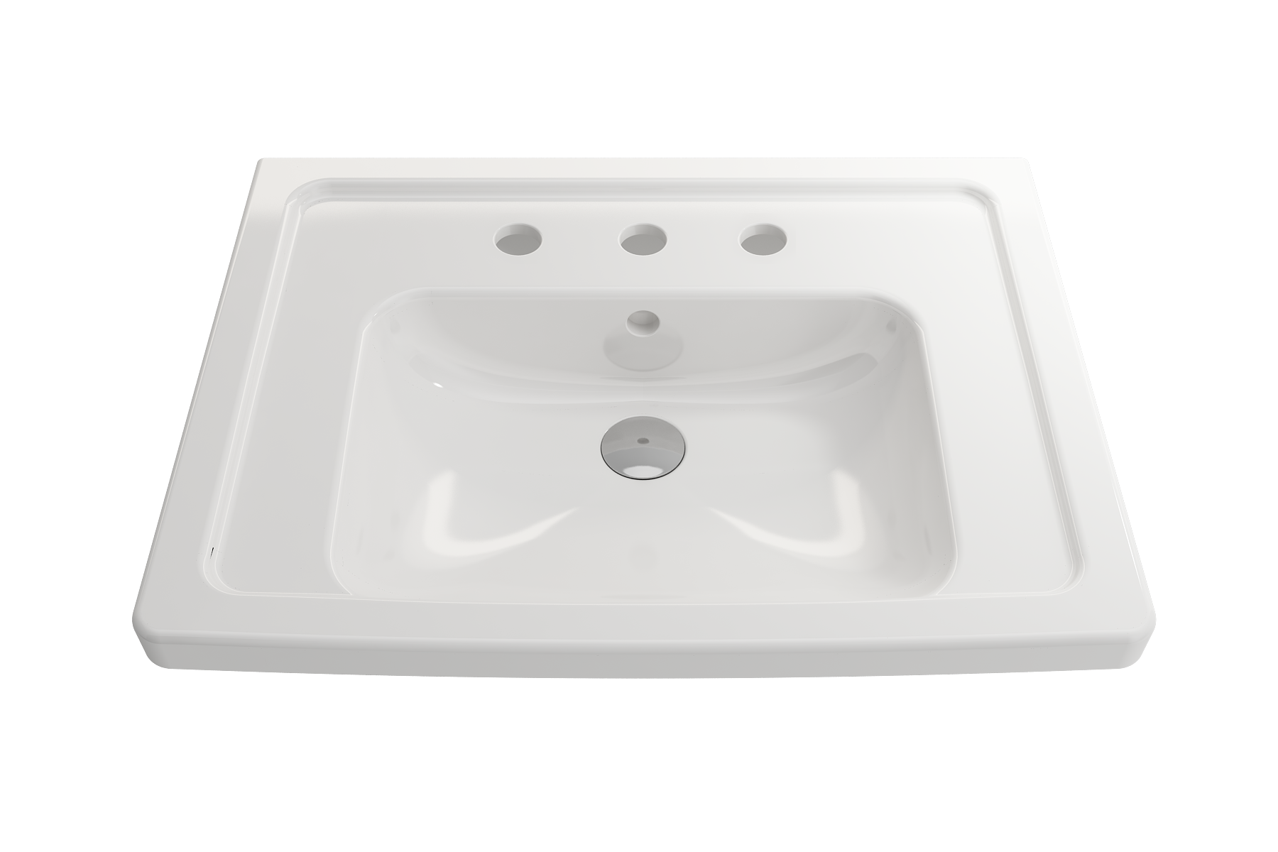 BOCCHI Taormina 26" Rectangle Wallmount Fireclay Bathroom Sink, White, 3 Faucet Hole, 1007-001-0127