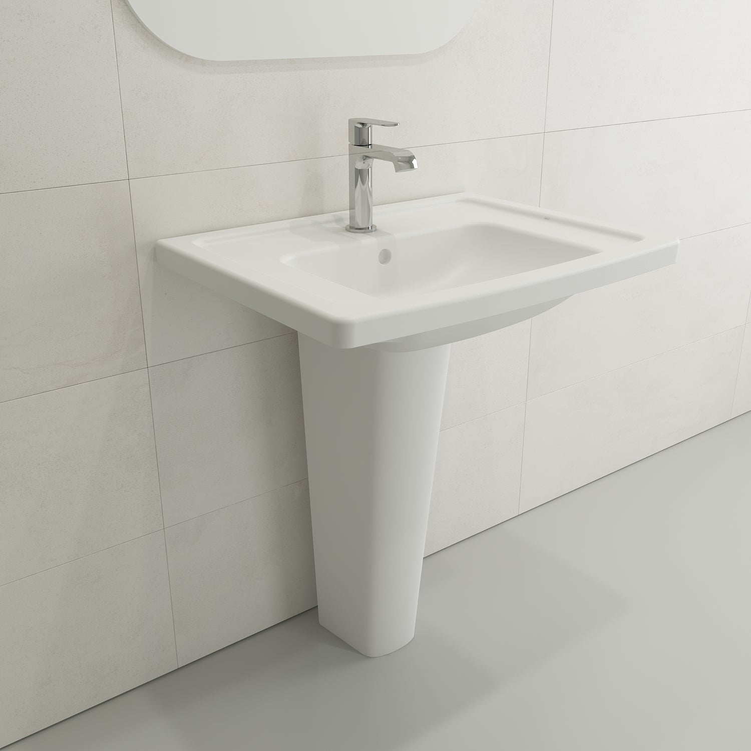 BOCCHI Taormina 26" Rectangle Wallmount Fireclay Bathroom Sink, Matte White, Single Faucet Hole, 1007-002-0126