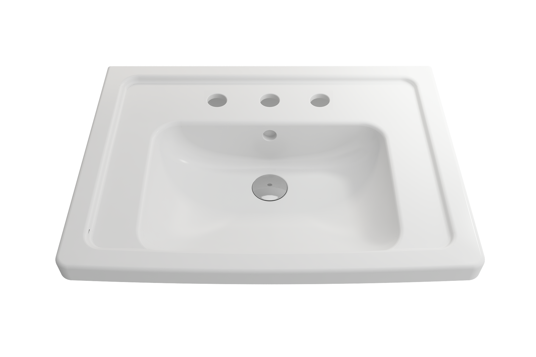 BOCCHI Taormina 26" Rectangle Wallmount Fireclay Bathroom Sink, Matte White, 3 Faucet Hole, 1007-002-0127
