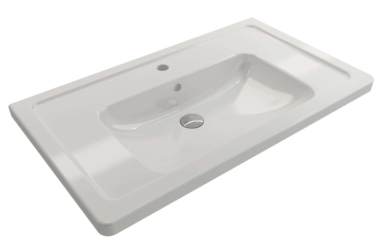 Alternate Image for BOCCHI Taormina 34" Rectangle Wallmount Fireclay Bathroom Sink, White, Single Faucet Hole, 1008-001-0126
