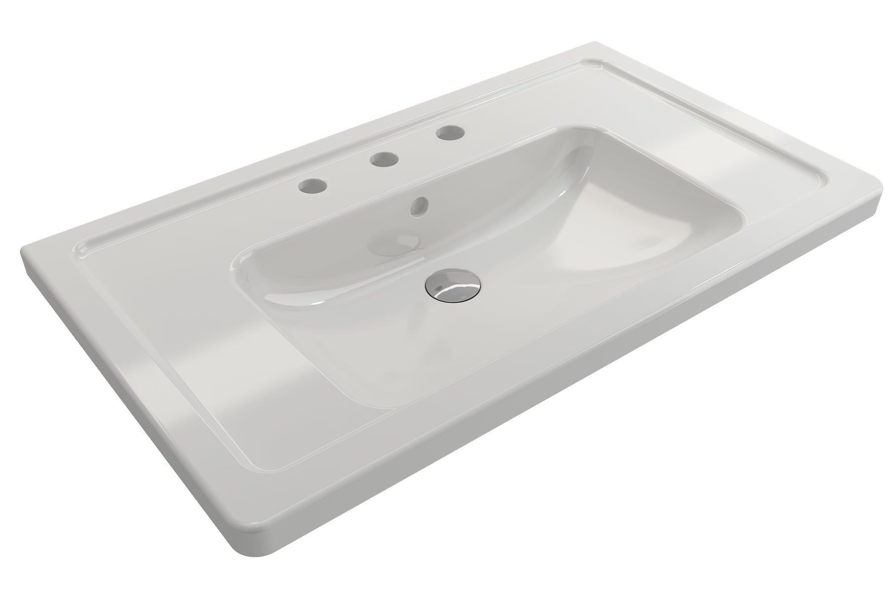 Alternate Image for BOCCHI Taormina 34" Rectangle Wallmount Fireclay Bathroom Sink, White, 3 Faucet Hole, 1008-001-0127