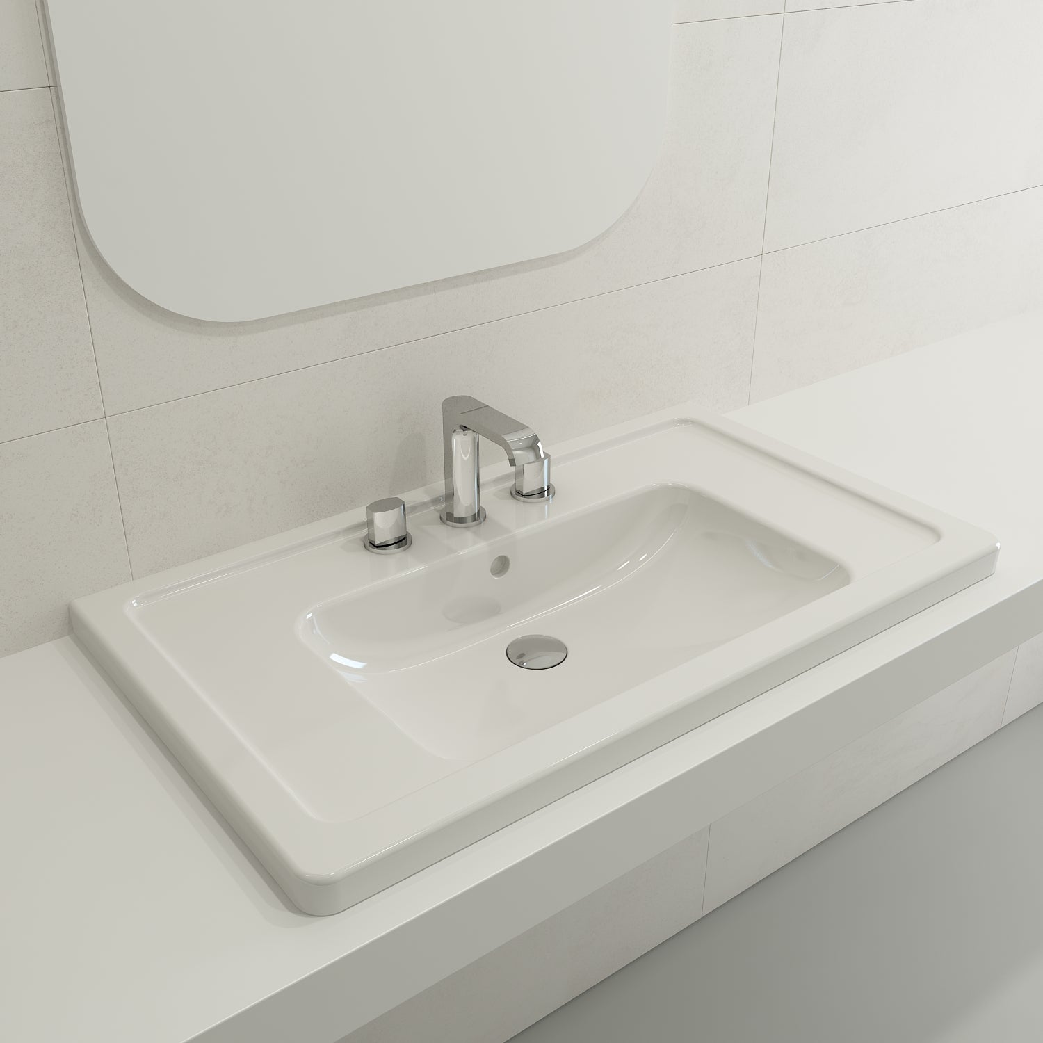 Alternate Image for BOCCHI Taormina 34" Rectangle Wallmount Fireclay Bathroom Sink, White, 3 Faucet Hole, 1008-001-0127