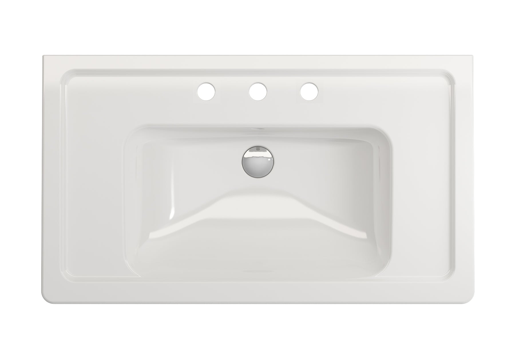 Alternate Image for BOCCHI Taormina 34" Rectangle Wallmount Fireclay Bathroom Sink, White, 3 Faucet Hole, 1008-001-0127