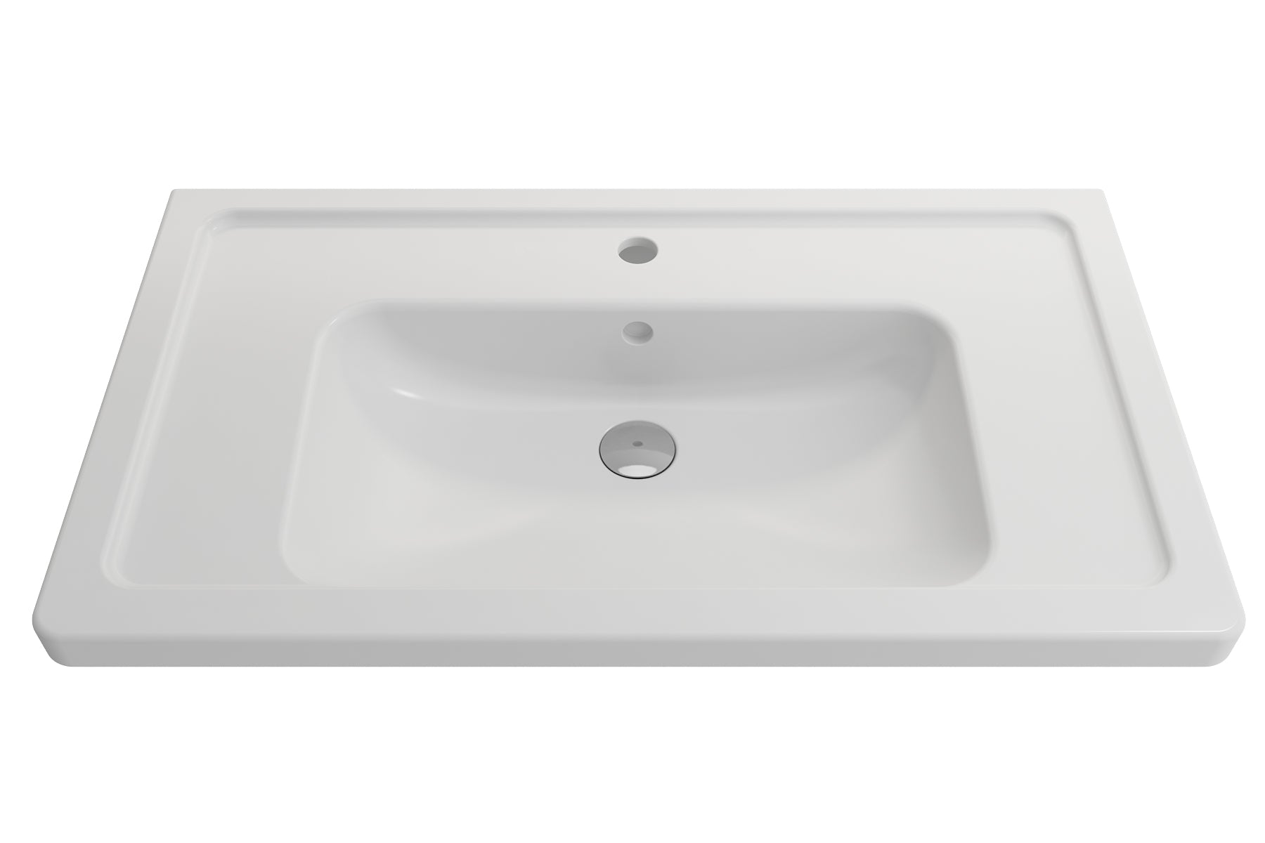 Alternate Image for BOCCHI Taormina 34" Rectangle Wallmount Fireclay Bathroom Sink, Matte White, Single Faucet Hole, 1008-002-0126