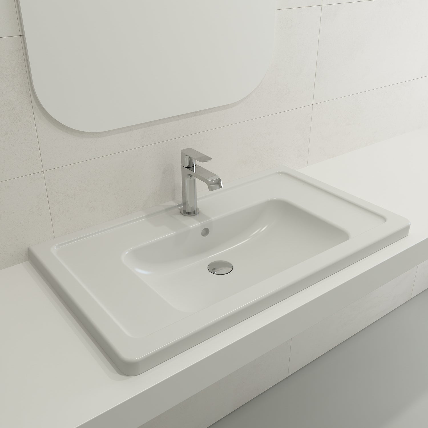Alternate Image for BOCCHI Taormina 34" Rectangle Wallmount Fireclay Bathroom Sink, Matte White, Single Faucet Hole, 1008-002-0126
