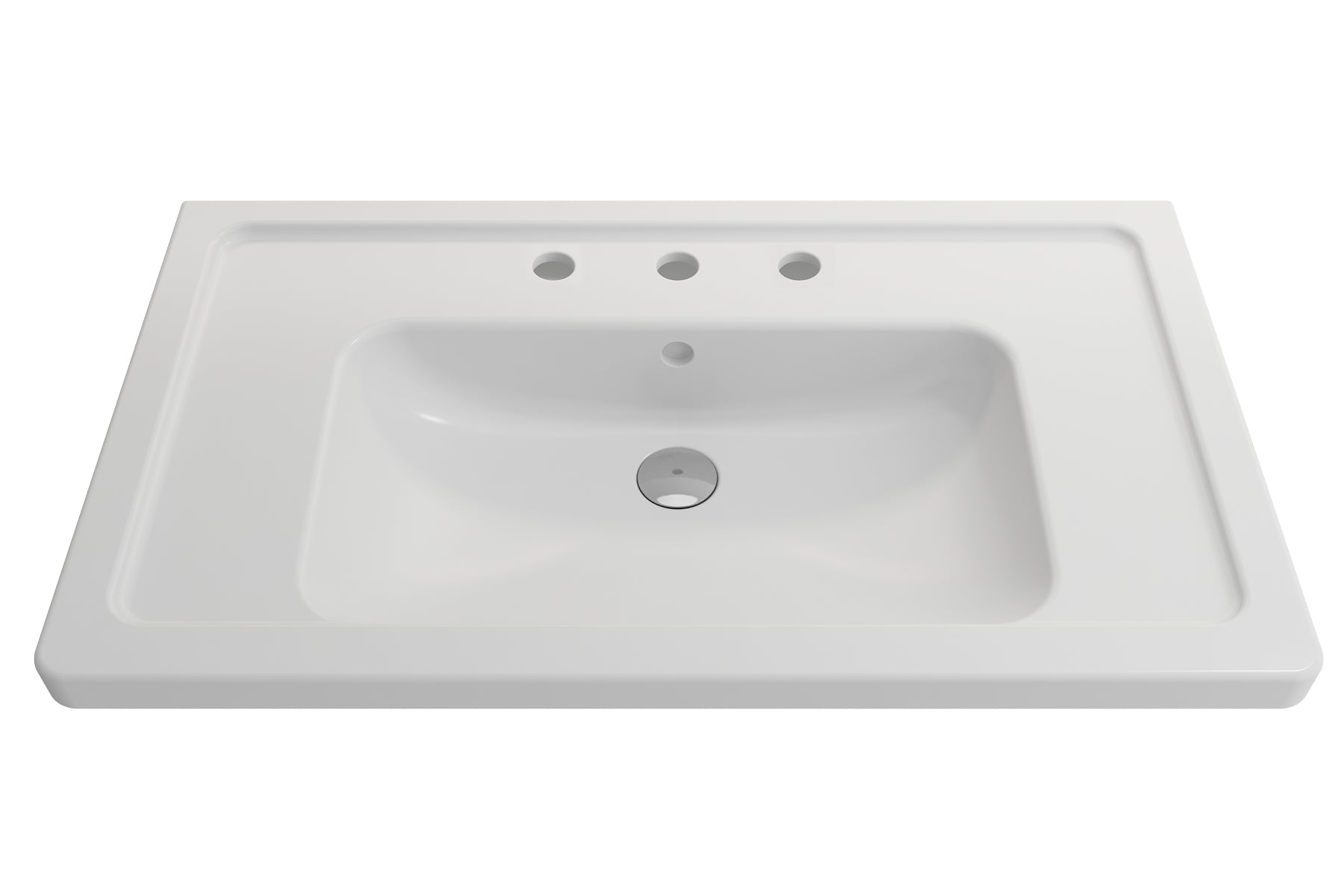 BOCCHI Taormina 34" Rectangle Wallmount Fireclay Bathroom Sink, Matte White, 3 Faucet Hole, 1008-002-0127