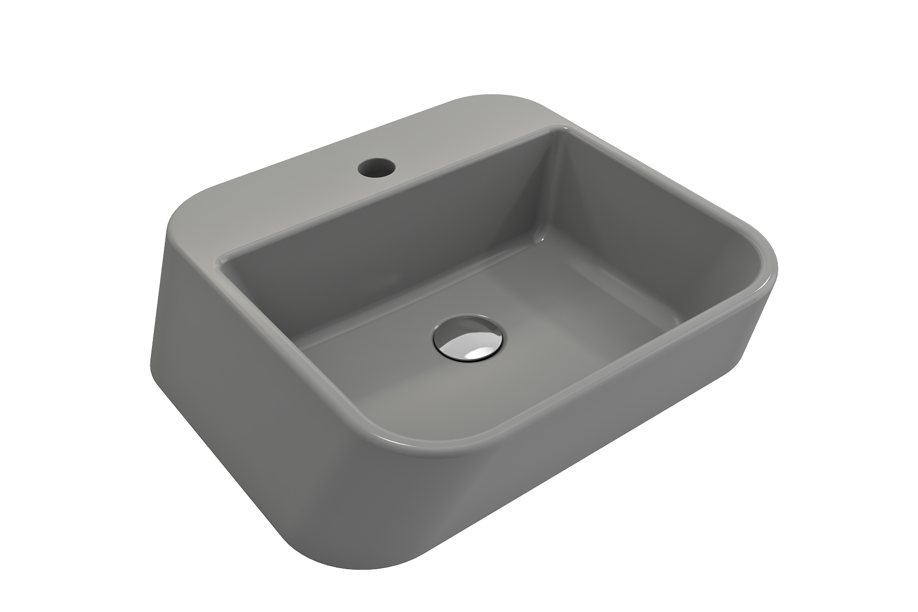 Alternate Image for BOCCHI Firenze 20" Rectangle Vessel Fireclay Bathroom Sink, Matte Gray, Single Faucet Hole, 1074-006-0126