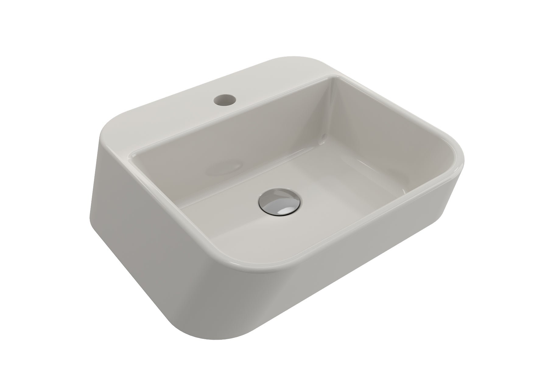 BOCCHI Firenze 20" Rectangle Vessel Fireclay Bathroom Sink, Biscuit, Single Faucet Hole, 1074-014-0126
