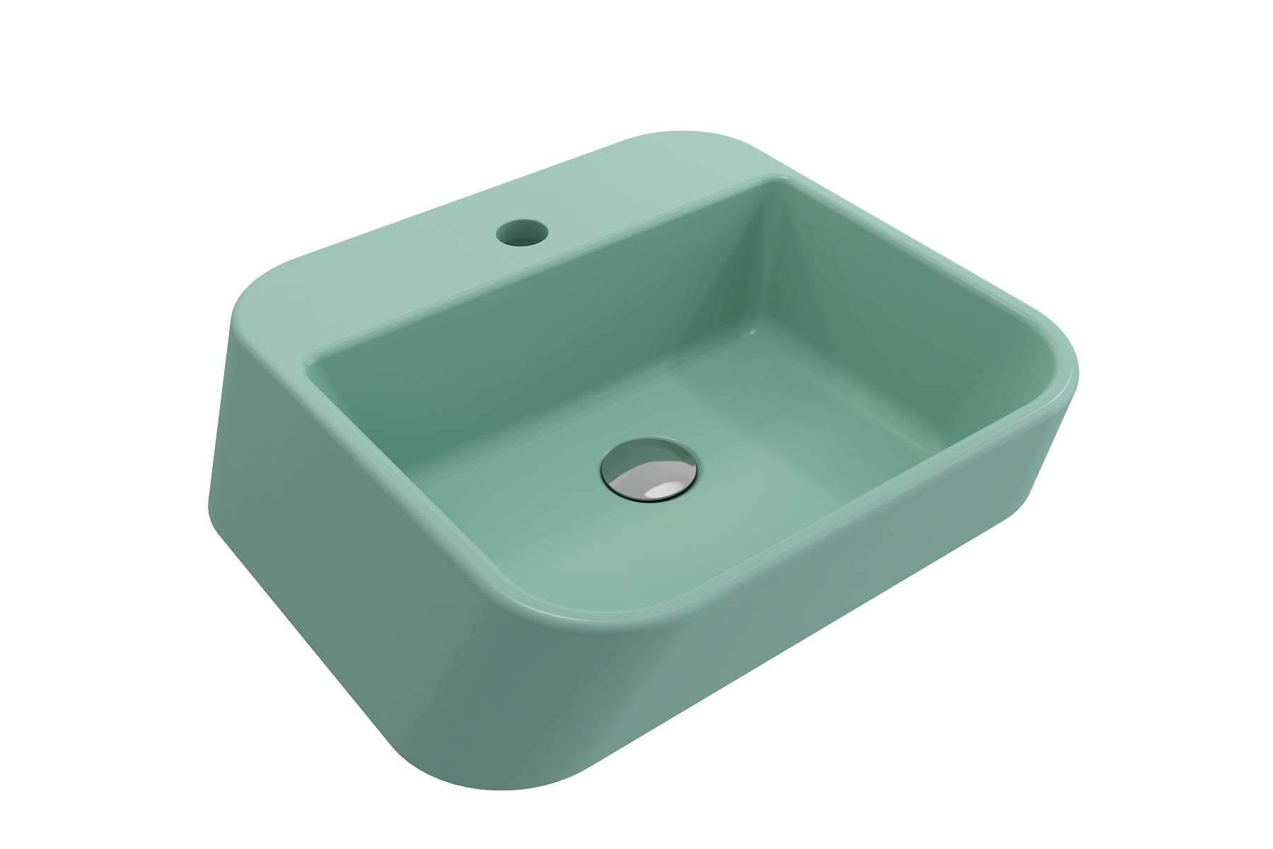 Alternate Image for BOCCHI Firenze 20" Rectangle Vessel Fireclay Bathroom Sink, Matte Mint Green, Single Faucet Hole, 1074-033-0126