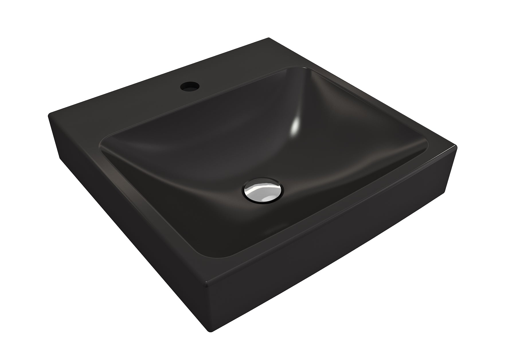 Alternate Image for BOCCHI Scala 19" Square Wallmount Fireclay Bathroom Sink, Matte Black, Single Faucet Hole, 1076-004-0126