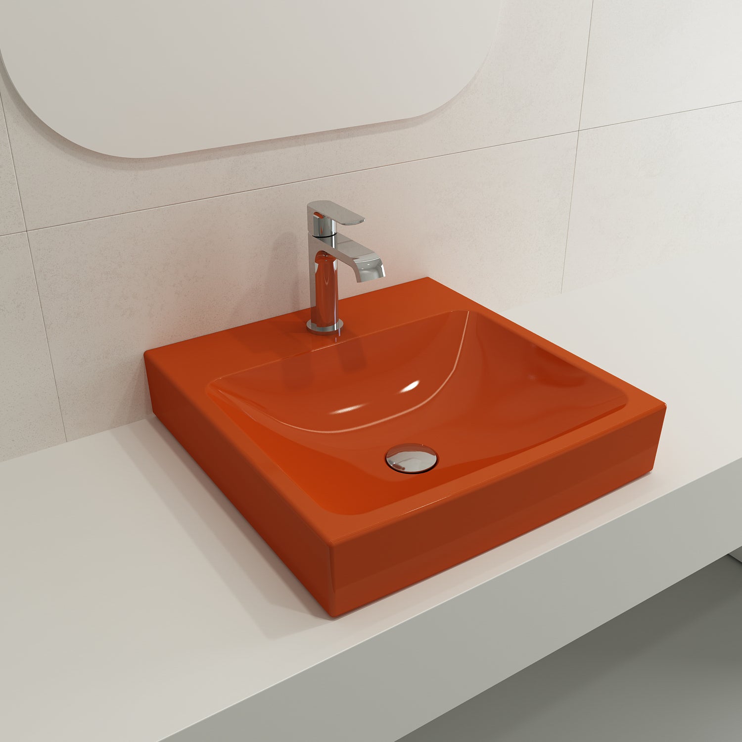Alternate Image for BOCCHI Scala 19" Square Wallmount Fireclay Bathroom Sink, Orange, Single Faucet Hole, 1076-012-0126