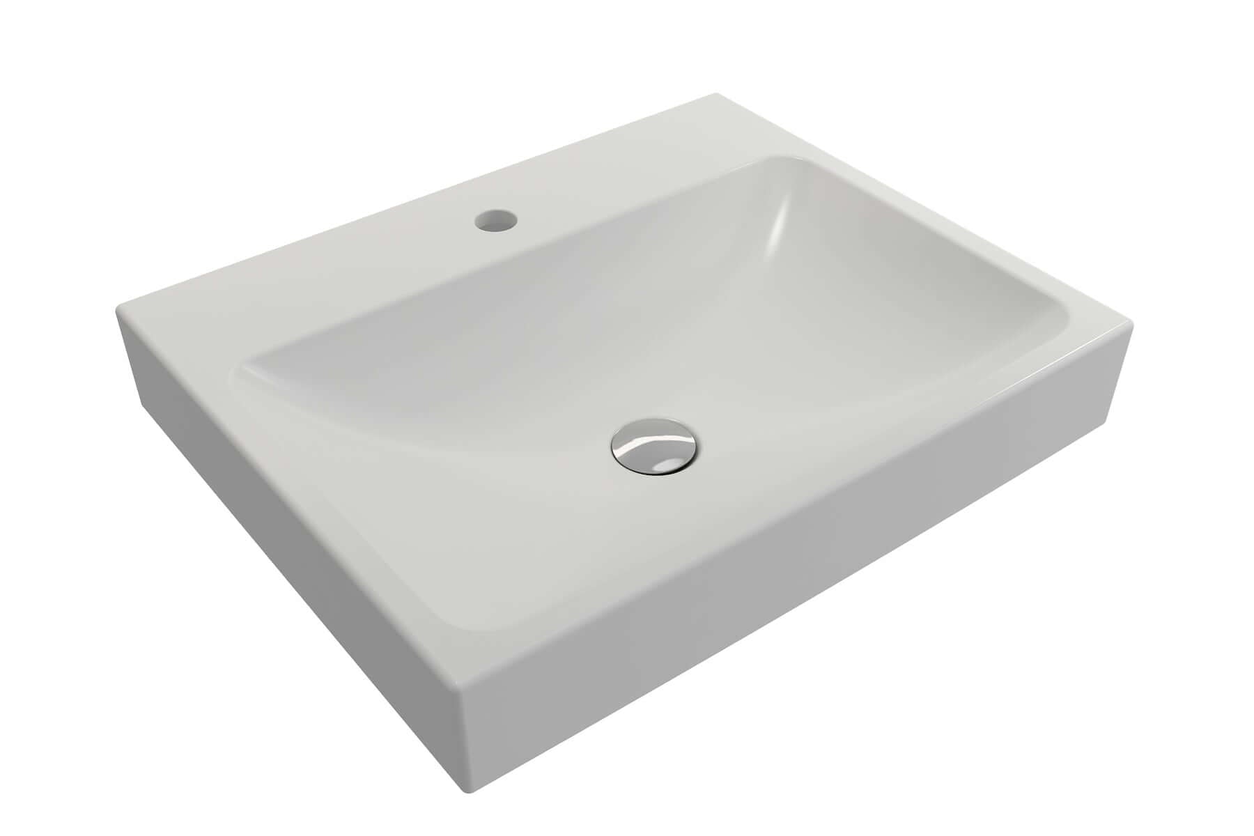 Alternate Image for BOCCHI Scala 24" Rectangle Wallmount Fireclay Bathroom Sink, Matte White, Single Faucet Hole, 1077-002-0126