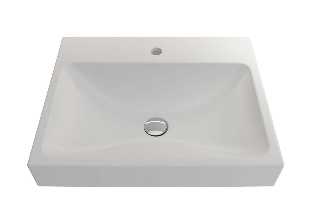 Alternate Image for BOCCHI Scala 24" Rectangle Wallmount Fireclay Bathroom Sink, Matte White, Single Faucet Hole, 1077-002-0126