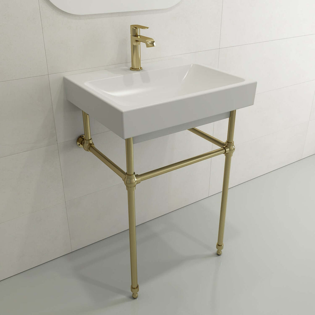 Alternate Image for BOCCHI Scala 24" Rectangle Wallmount Fireclay Bathroom Sink, Matte White, Single Faucet Hole, 1077-002-0126