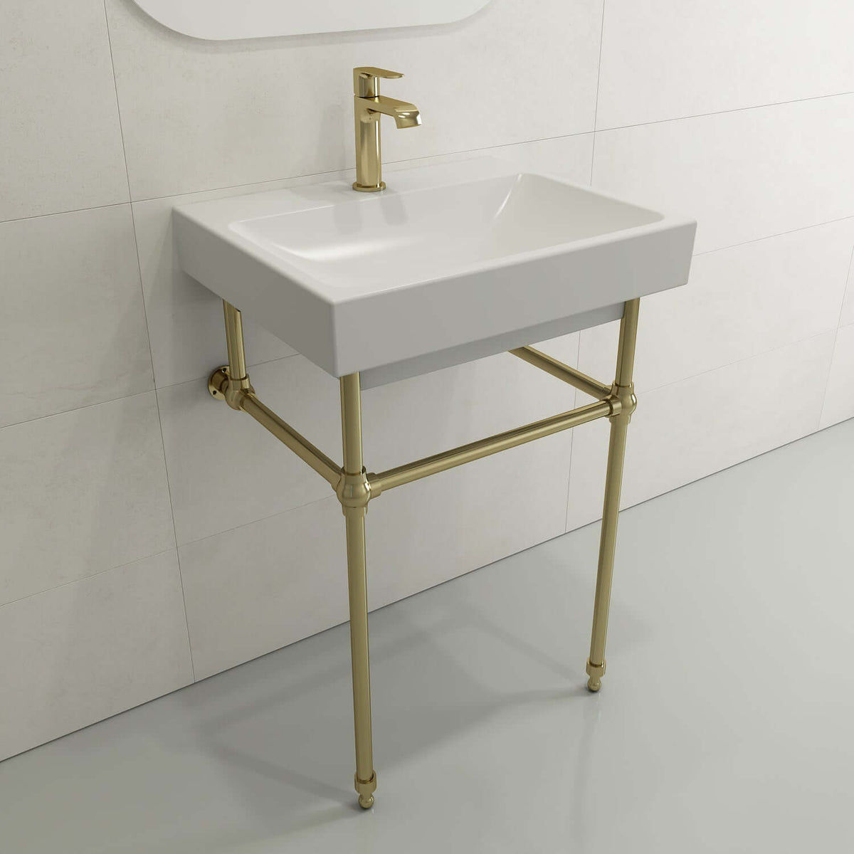 Alternate Image for BOCCHI Scala 24" Rectangle Wallmount Fireclay Bathroom Sink, Matte White, Single Faucet Hole, 1077-002-0126