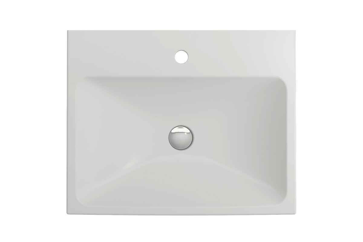 Alternate Image for BOCCHI Scala 24" Rectangle Wallmount Fireclay Bathroom Sink, Matte White, Single Faucet Hole, 1077-002-0126