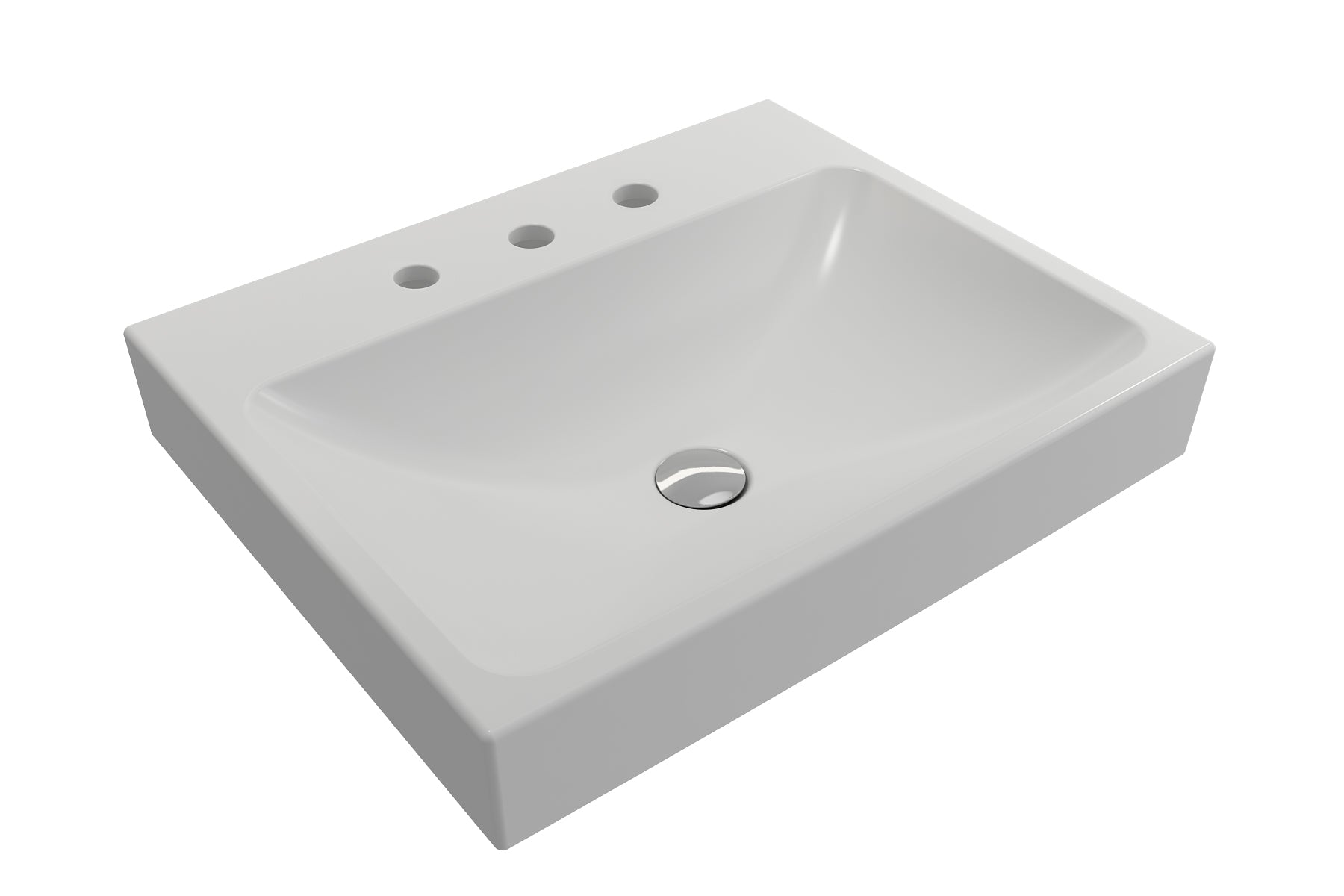 Alternate Image for BOCCHI Scala 24" Rectangle Wallmount Fireclay Bathroom Sink, Matte White, 3 Faucet Hole, 1077-002-0127
