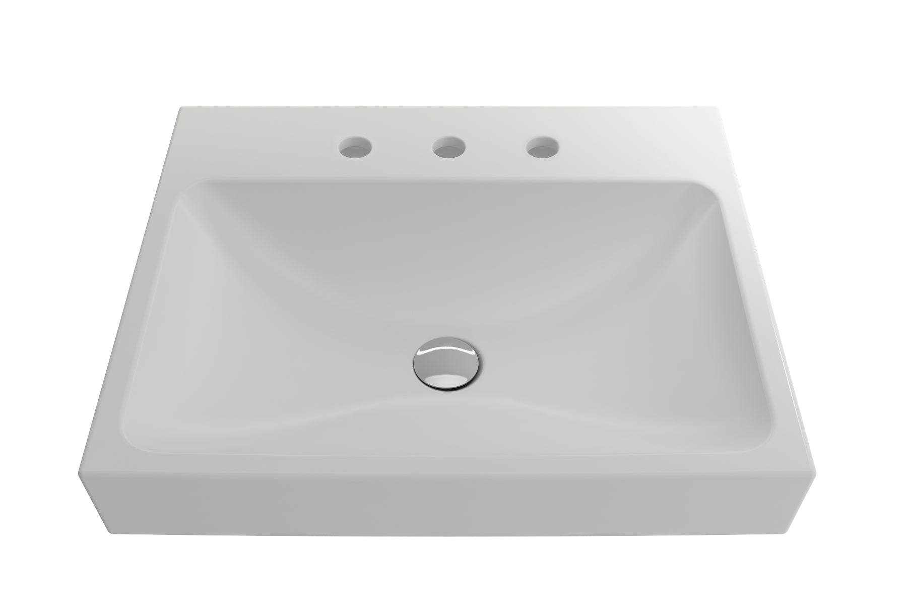 Alternate Image for BOCCHI Scala 24" Rectangle Wallmount Fireclay Bathroom Sink, Matte White, 3 Faucet Hole, 1077-002-0127