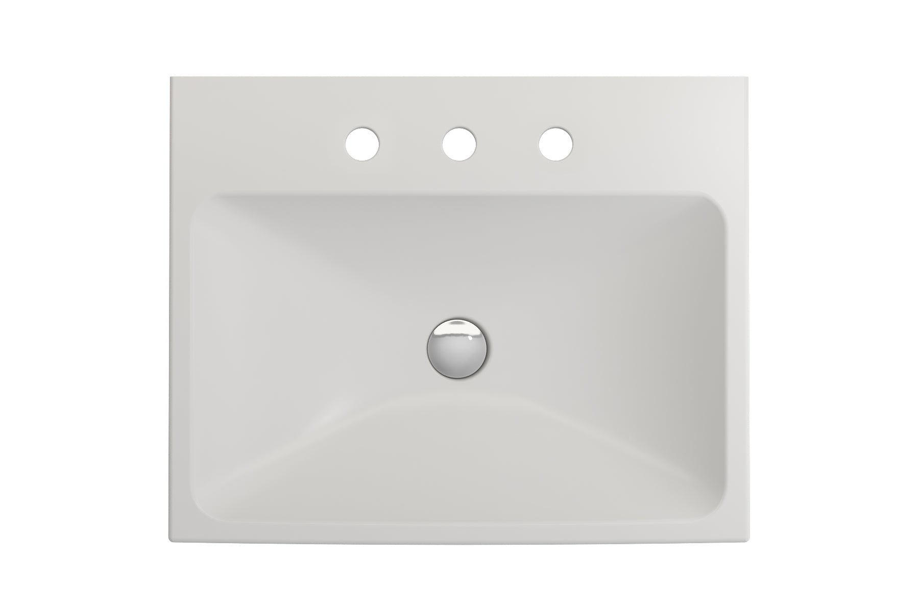 Alternate Image for BOCCHI Scala 24" Rectangle Wallmount Fireclay Bathroom Sink, Matte White, 3 Faucet Hole, 1077-002-0127
