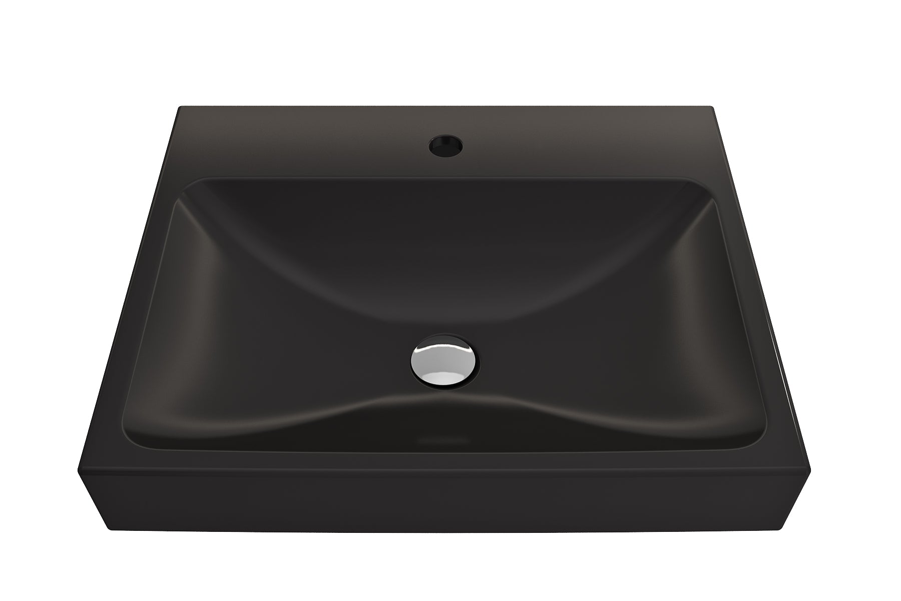 Alternate Image for BOCCHI Scala 24" Rectangle Wallmount Fireclay Bathroom Sink, Matte Black, Single Faucet Hole, 1077-004-0126