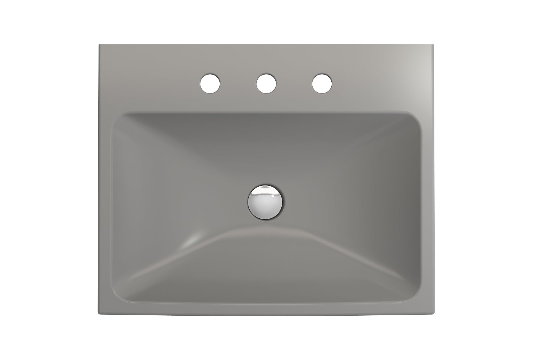 Alternate Image for BOCCHI Scala 24" Rectangle Wallmount Fireclay Bathroom Sink, Matte Gray, 3 Faucet Hole, 1077-006-0127