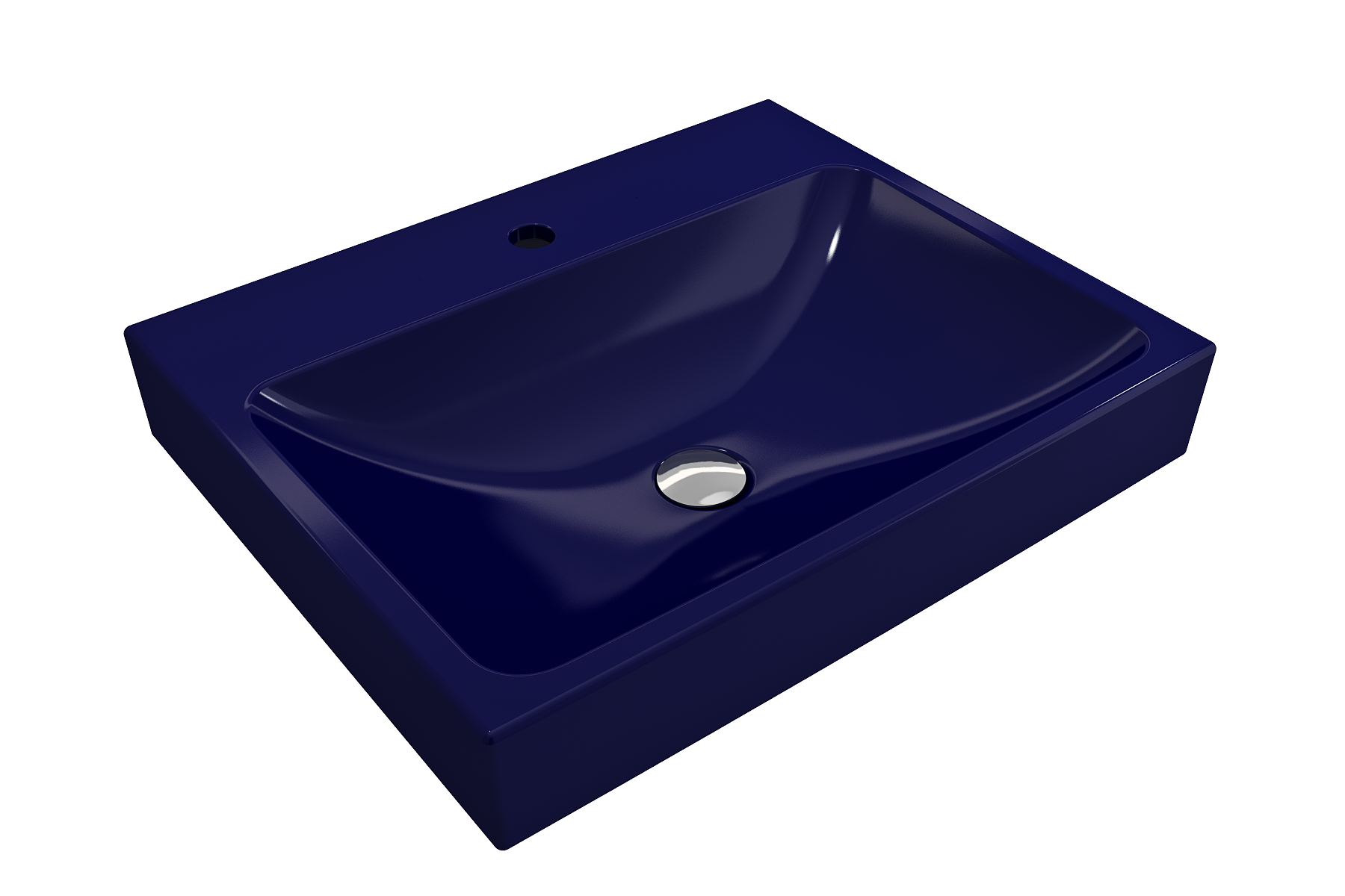 Alternate Image for BOCCHI Scala 24" Rectangle Wallmount Fireclay Bathroom Sink, Sapphire Blue, Single Faucet Hole, 1077-010-0126