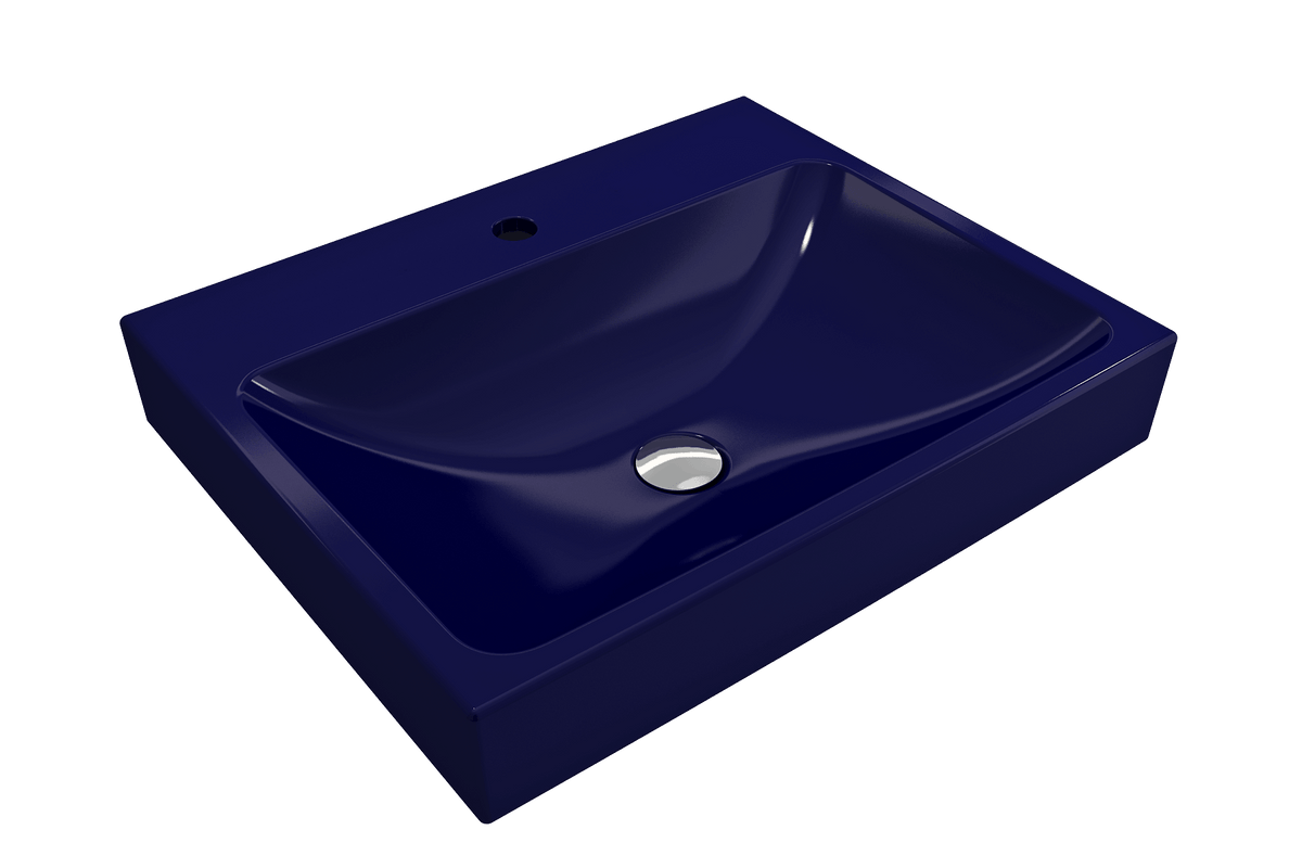 Alternate Image for BOCCHI Scala 24" Rectangle Wallmount Fireclay Bathroom Sink, Sapphire Blue, Single Faucet Hole, 1077-010-0126