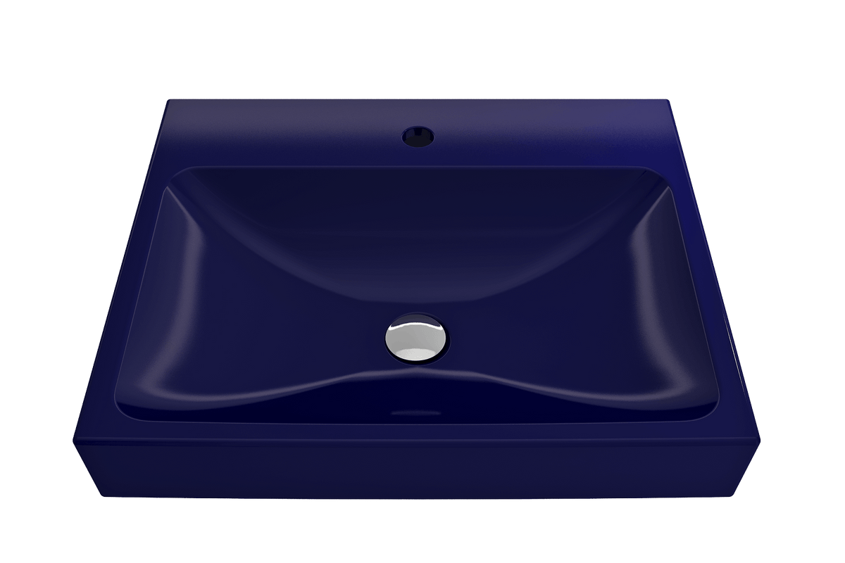 Alternate Image for BOCCHI Scala 24" Rectangle Wallmount Fireclay Bathroom Sink, Sapphire Blue, Single Faucet Hole, 1077-010-0126