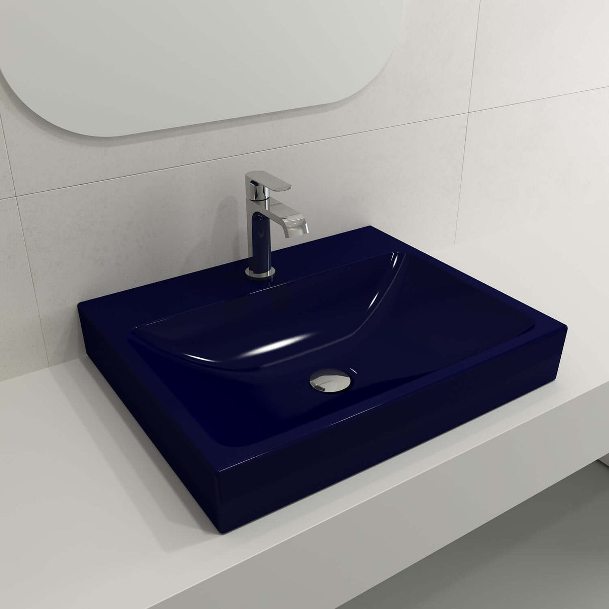 Alternate Image for BOCCHI Scala 24" Rectangle Wallmount Fireclay Bathroom Sink, Sapphire Blue, Single Faucet Hole, 1077-010-0126