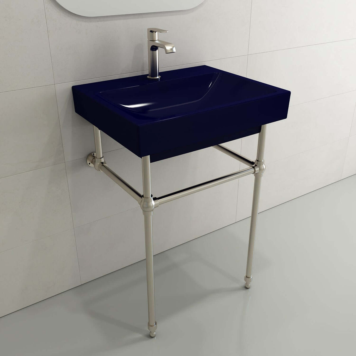 Alternate Image for BOCCHI Scala 24" Rectangle Wallmount Fireclay Bathroom Sink, Sapphire Blue, Single Faucet Hole, 1077-010-0126