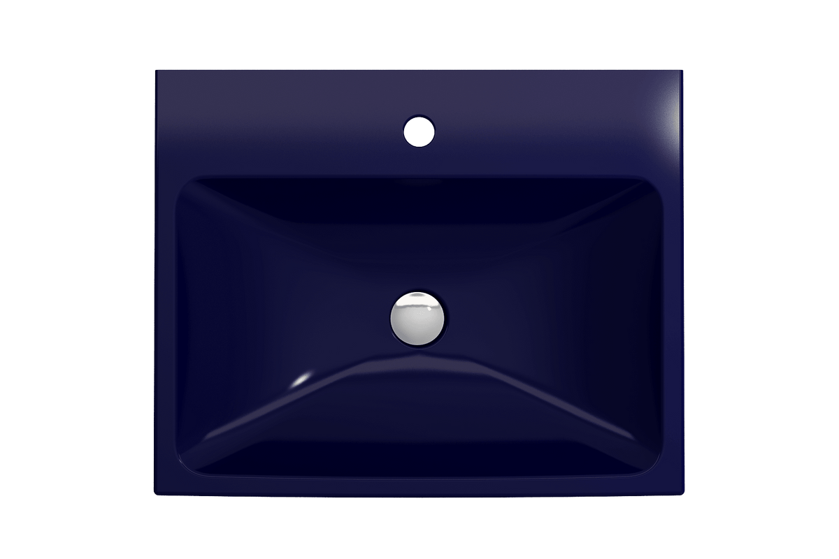 Alternate Image for BOCCHI Scala 24" Rectangle Wallmount Fireclay Bathroom Sink, Sapphire Blue, Single Faucet Hole, 1077-010-0126