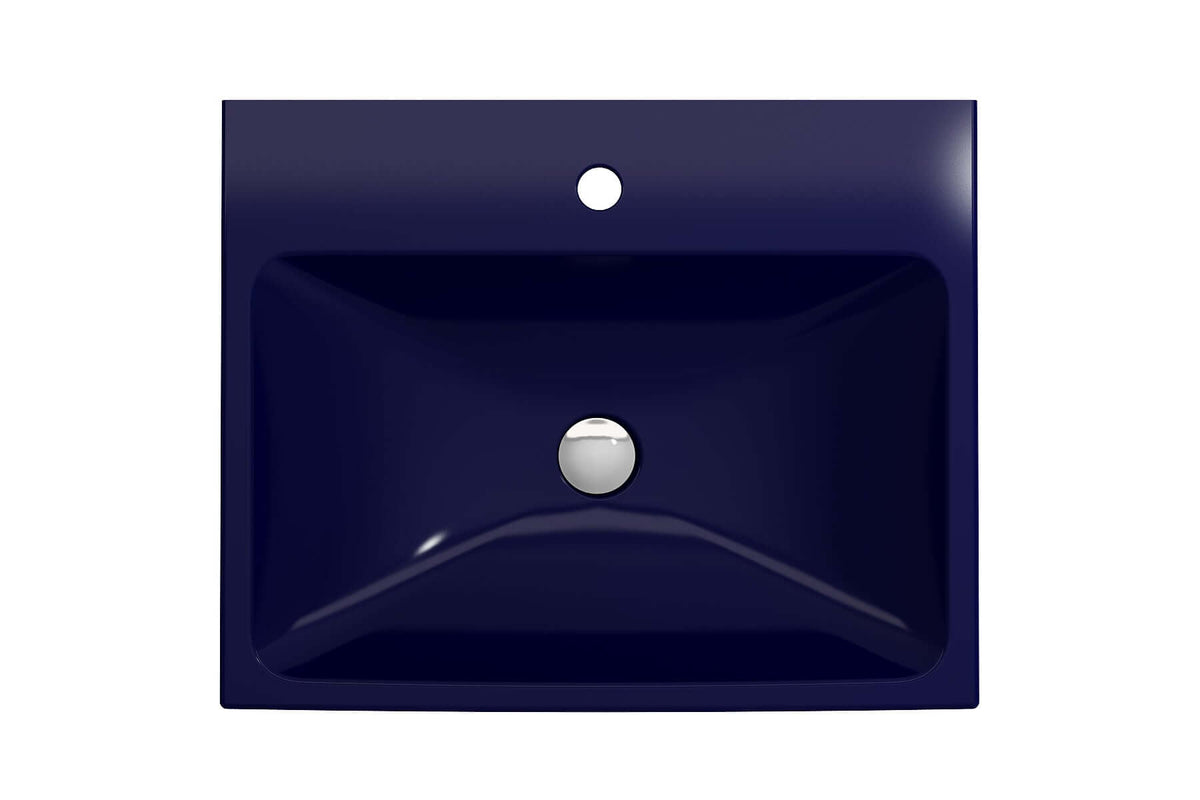Alternate Image for BOCCHI Scala 24" Rectangle Wallmount Fireclay Bathroom Sink, Sapphire Blue, Single Faucet Hole, 1077-010-0126