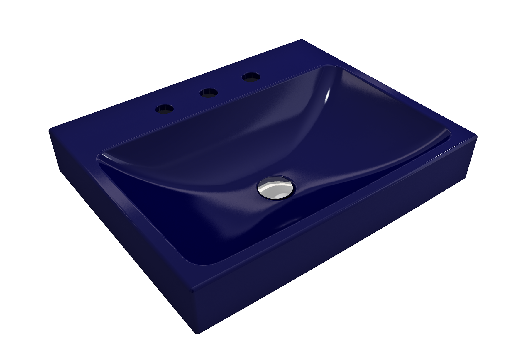 Alternate Image for BOCCHI Scala 24" Rectangle Wallmount Fireclay Bathroom Sink, Sapphire Blue, 3 Faucet Hole, 1077-010-0127