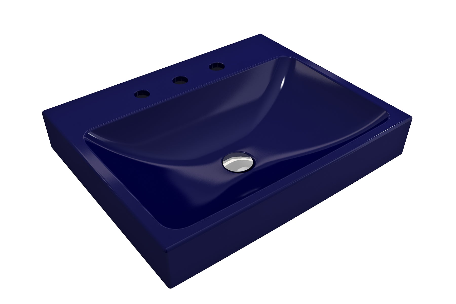 Alternate Image for BOCCHI Scala 24" Rectangle Wallmount Fireclay Bathroom Sink, Sapphire Blue, 3 Faucet Hole, 1077-010-0127