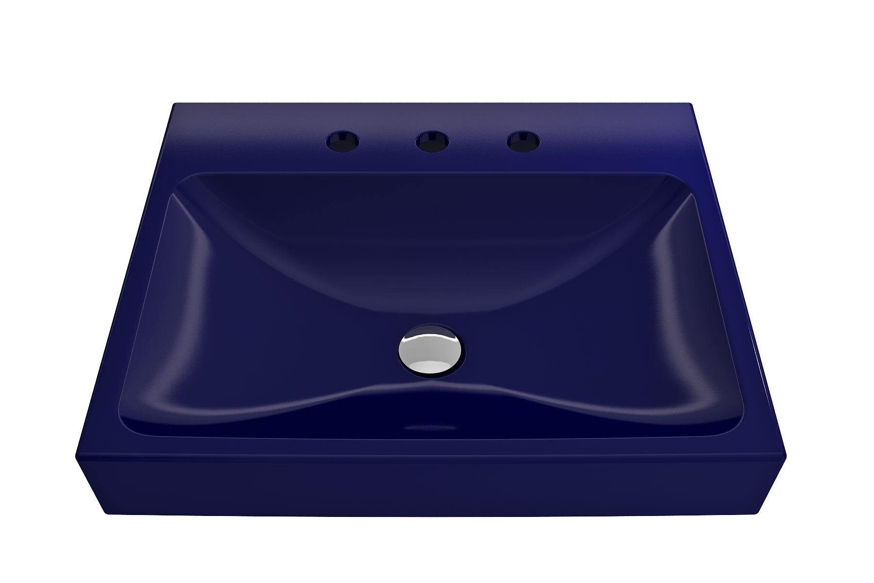 Alternate Image for BOCCHI Scala 24" Rectangle Wallmount Fireclay Bathroom Sink, Sapphire Blue, 3 Faucet Hole, 1077-010-0127
