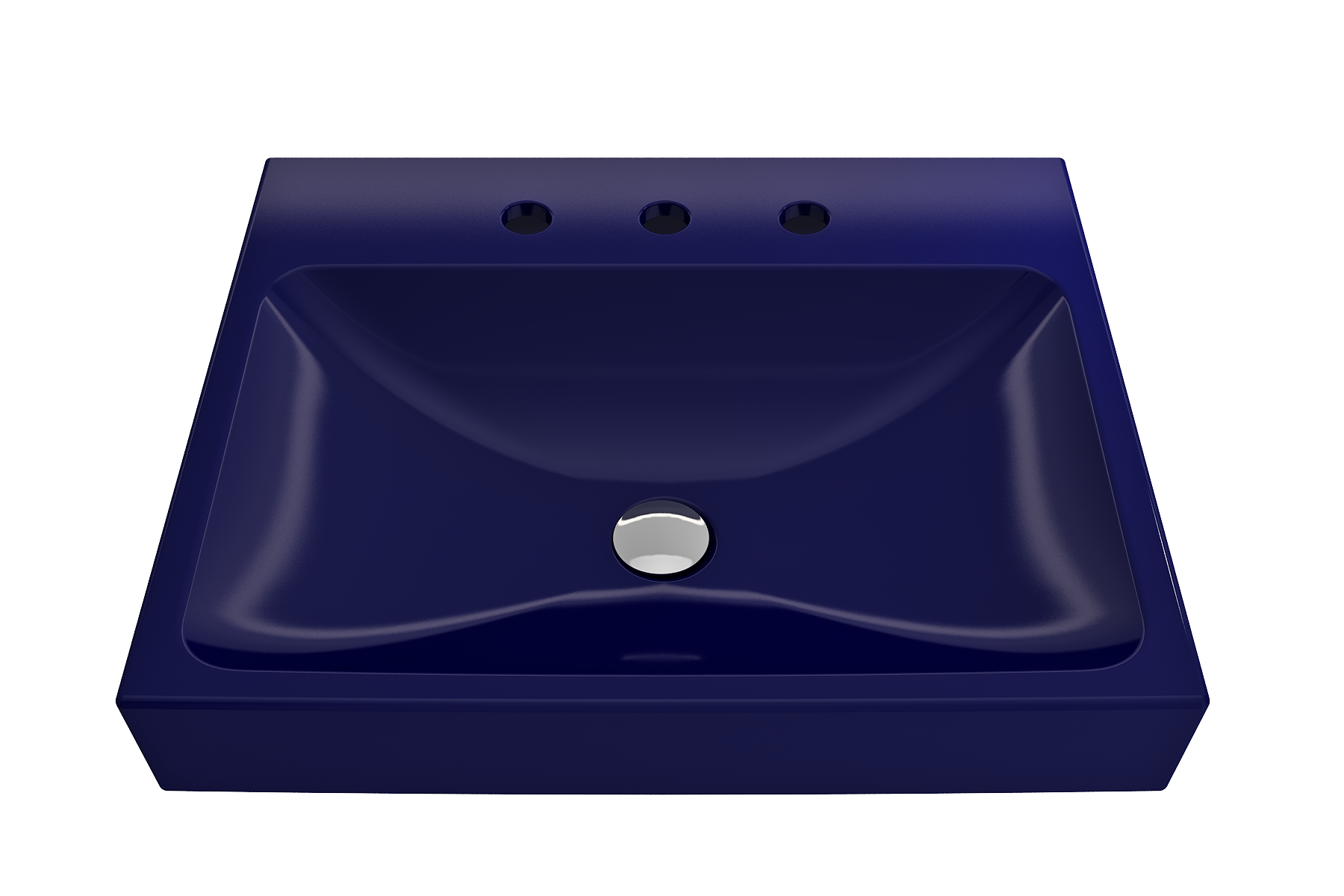 Alternate Image for BOCCHI Scala 24" Rectangle Wallmount Fireclay Bathroom Sink, Sapphire Blue, 3 Faucet Hole, 1077-010-0127